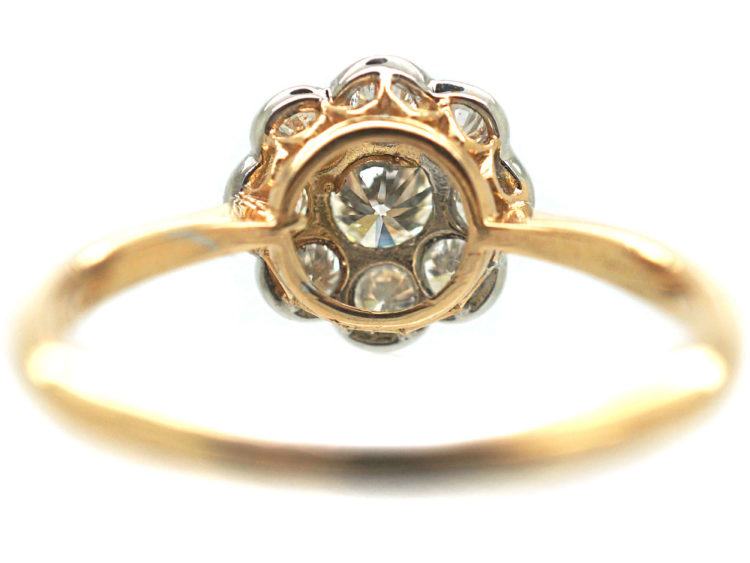 Edwardian 18ct Gold & Platinum, Diamond Daisy Cluster Ring