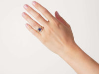 French 18ct Gold Cabochon Sapphire & Diamond Ring