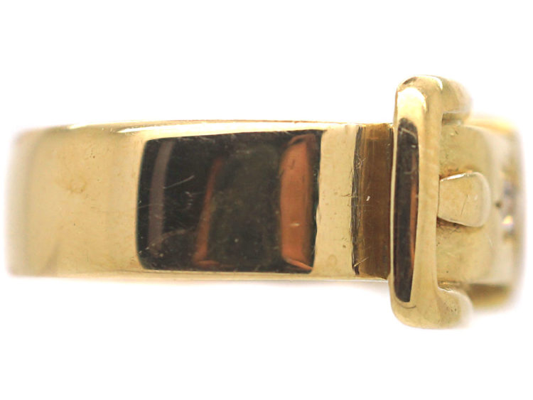Victorian 18ct Gold Garnet & Diamond Buckle Ring
