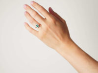 Art Deco 18ct Gold & Platinum, Emerald & Diamond Geometric Ring