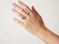Art Deco 18ct Gold & Platinum, Diamond Shape Sapphire & Diamond Ring
