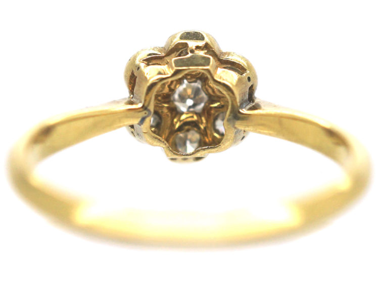 Edwardian 18ct Gold & Platinum, Diamond Daisy Cluster Ring