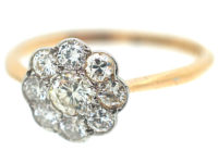 Edwardian 18ct Gold & Platinum, Diamond Daisy Cluster Ring