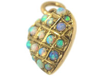 Edwardian 15ct Gold Heart Shaped Pendant set with Opals