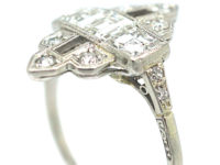 Art Deco Platinum & Diamond Geometric Ring