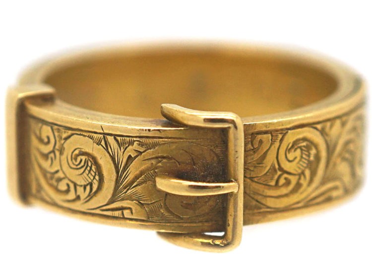 18ct Gold Victorian Buckle Ring Which Opens To Reveal Hair