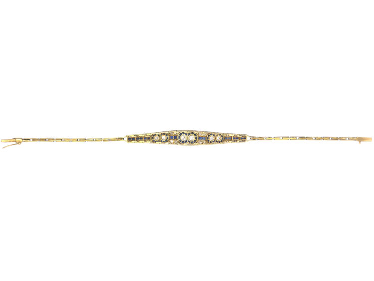 Art Deco 18ct Gold & Platinum, Sapphire & Diamond Bracelet