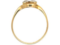 Edwardian 18ct Gold & Platinum, Two Stone Diamond Crossover Ring