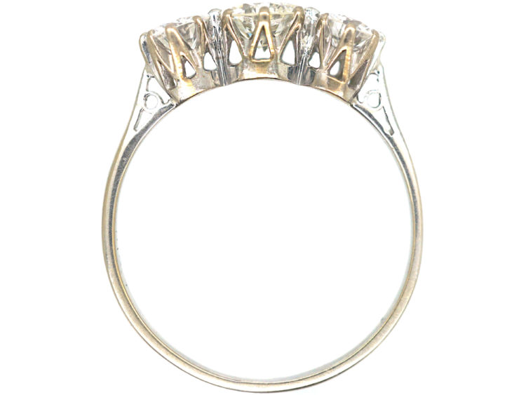 Art Deco Platinum, Three Stone Diamond Ring