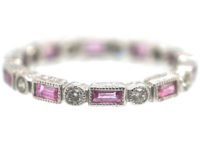 18ct White Gold Pink Sapphire & Diamond Eternity Ring