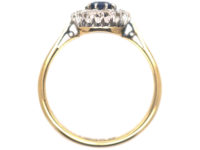 18ct Gold & Platinum, Sapphire & Diamond Oval Cluster Ring