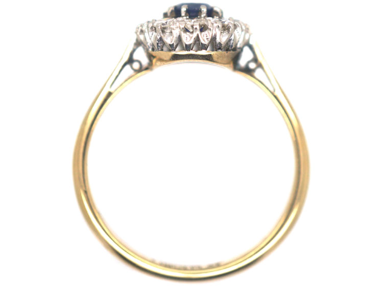 18ct Gold & Platinum, Sapphire & Diamond Oval Cluster Ring