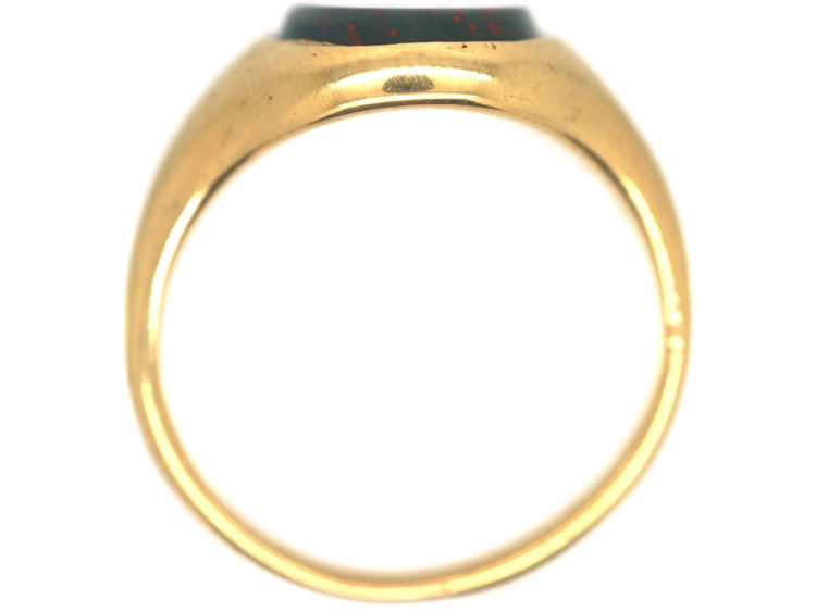 18ct Gold & Bloodstone Plain Signet Ring