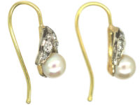Edwardian 15ct Gold & Platinum, Diamond & Pearl Earrings