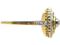 Art Deco 18ct Gold & Platinum, Diamond Emerald & Sapphire Target Ring