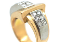 French 18ct Gold & Diamond Set Cocktail Ring