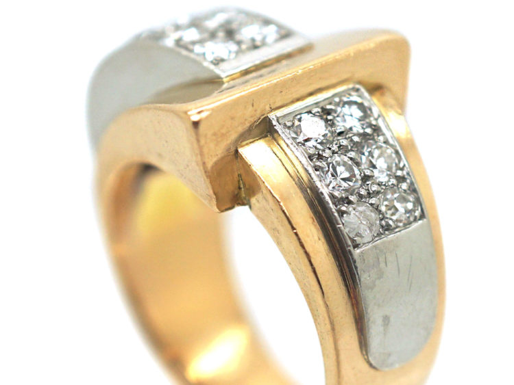 French 18ct Gold & Diamond Set Cocktail Ring