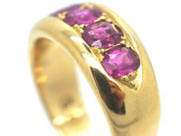 Victorian 18ct Gold, Five Stone Pink Sapphire Ring