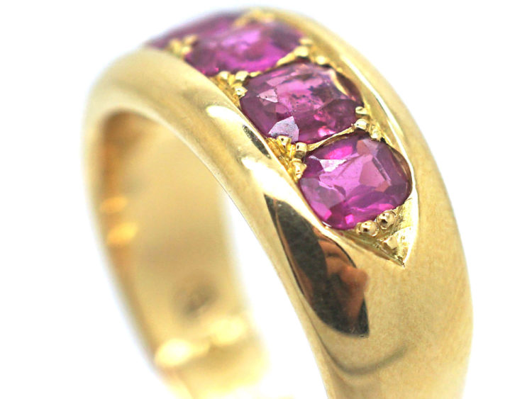 Victorian 18ct Gold, Five Stone Pink Sapphire Ring