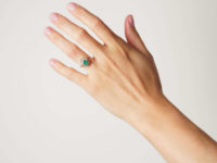 Edwardian 18ct Gold, Rose Cut Emerald & Rose Diamond Cluster Ring