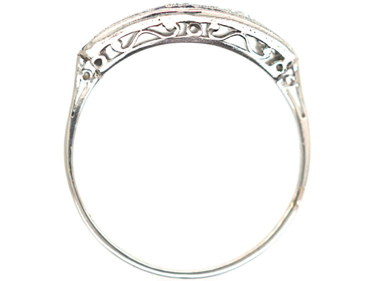 Art Deco Platinum, Sapphire & Diamond Boat Shaped Ring