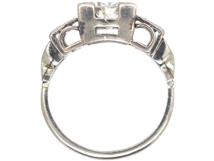 Art Deco Platinum & Diamond Geometric Ring