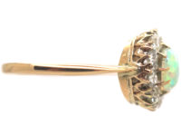 Edwardian 18ct Gold, Opal & Diamond Cluster Ring