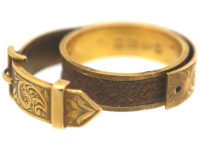 18ct Gold Victorian Buckle Ring Which Opens To Reveal Hair