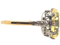 Art Deco 18ct Gold & Platinum, Yellow Sapphire & Diamond Ring