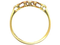 Edwardian 18ct Gold & Platinum Diamond Cluster Ring with Diamond Set Shoulders