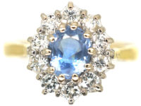 18ct Gold, Sapphire & Diamond Oval Cluster Ring