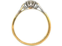 22ct Gold & Platinum Diamond Solitaire Ring with Diamond Set Shoulders