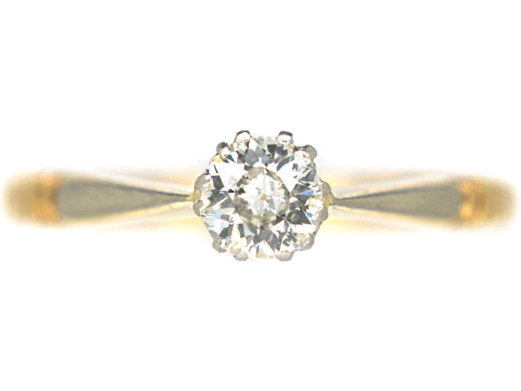 Art Deco 18ct Gold & Platinum Diamond Solitaire Ring