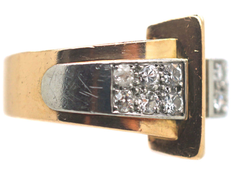 French 18ct Gold & Diamond Set Cocktail Ring