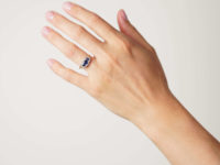 Edwardian 18ct Gold Three Stone Sapphire & Diamond Cluster Ring