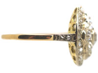 Edwardian 18ct Gold Oval Old Mine Cut & Rose Cut Diamond Cluster Ring