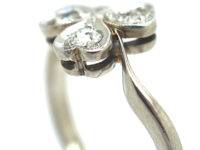 Edwardian 18ct White Gold & Platinum, Diamond Three Leaf Clover Ring