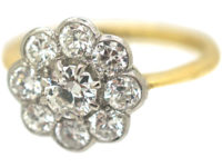 Edwardian 18ct Gold & Platinum, Diamond Daisy Cluster Ring
