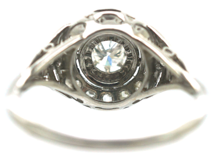 French Art Deco Platinum & Diamond Cluster Ring