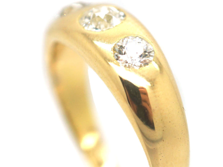 Victorian Three Stone Diamond Rub Over Set Ring