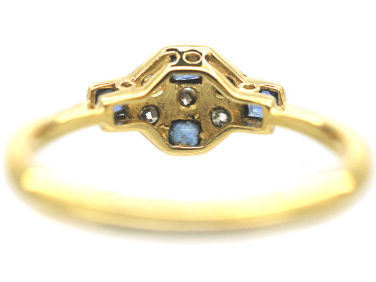 Art Deco 18ct Gold & Platinum, Sapphire & Diamond Ring