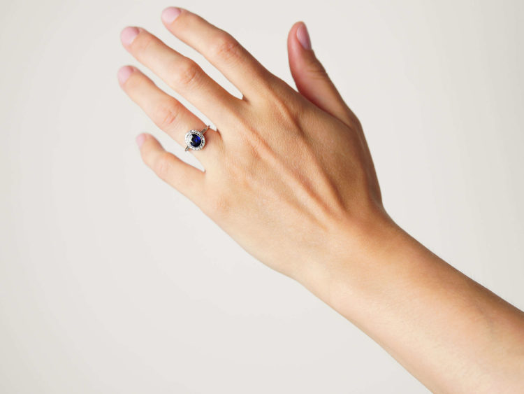 Art Deco Platinum, Burma Sapphire & Diamond Cluster Ring