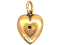 Edwardian 15ct Gold Heart Shaped Pendant set with a Natural Split Pearl
