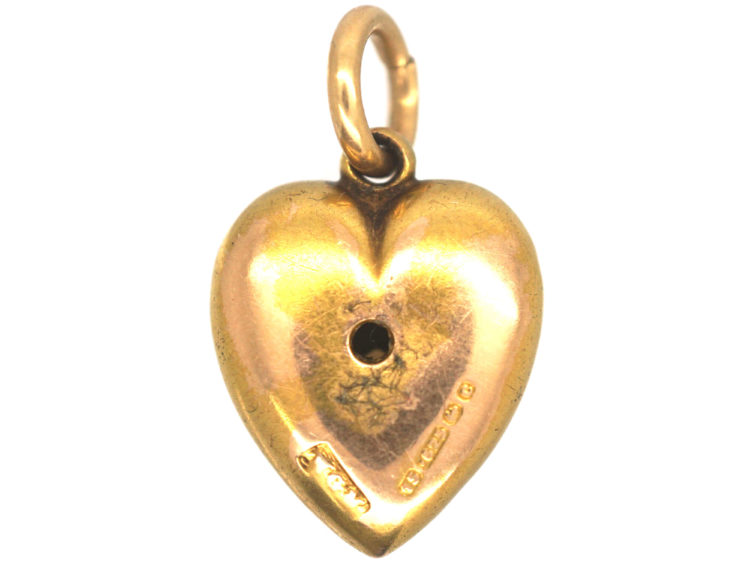 Edwardian 15ct Gold Heart Shaped Pendant set with a Natural Split Pearl