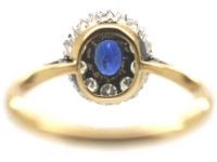 18ct Gold & Platinum, Sapphire & Diamond Oval Cluster Ring