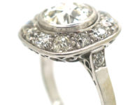 Art Deco Platinum Large Diamond Cluster Ring