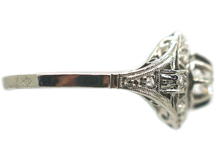 French Art Deco Platinum & Diamond Cluster Ring