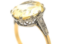 Art Deco 18ct Gold & Platinum, Yellow Sapphire & Diamond Ring