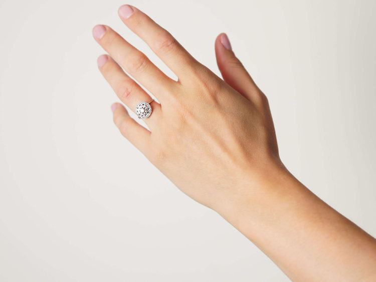 Edwardian Platinum & Diamond Flower Cluster Ring