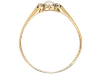 Edwardian 18ct Gold, Natural Split Pearl & Diamond Ring